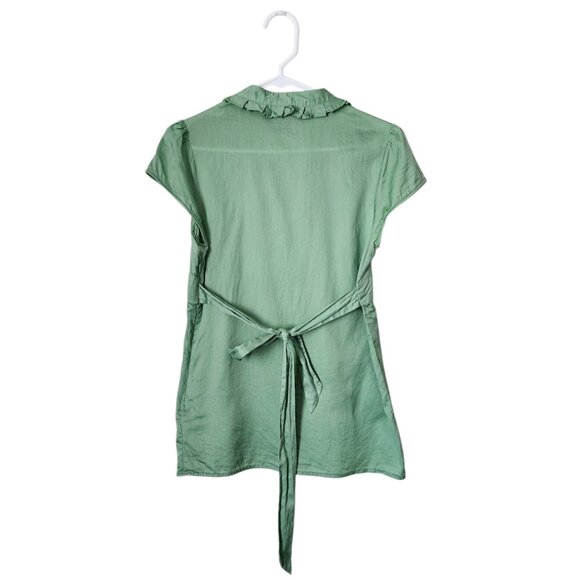 SAM‎ & MAX x VINTAGE y2k green babydoll ruffle tie waist top size M - Picture 2 of 7